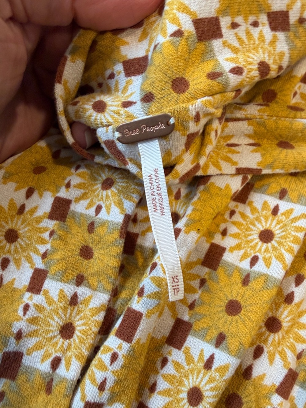 Free People Mustard Floral Check Women’s Belted Jumpsuit - Picture 3 of 4